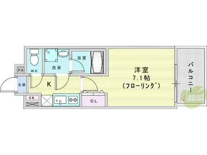 ウェルスクエア池田住吉(1K/3階)の間取り写真