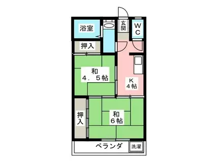 コーポM(2K/2階)の間取り写真