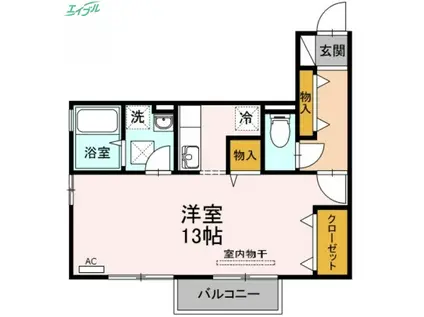 リビングタウン豊成C棟(ワンルーム/1階)の間取り写真