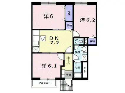 グランドソレーユA(3DK/1階)の間取り写真