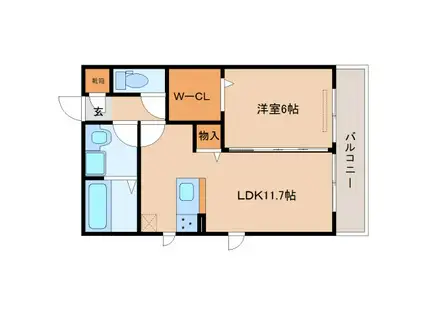 楓 A棟(1LDK/2階)の間取り写真