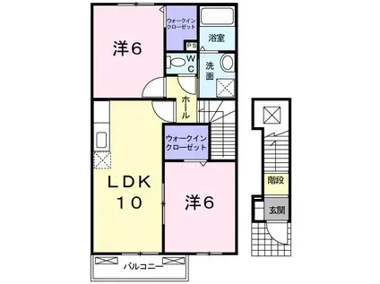 スターダスト光(2LDK/2階)の間取り写真