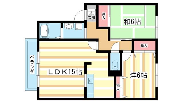 セジュールならやまII(2LDK/1階)の間取り写真