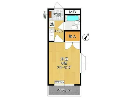 第一清水ビル(1K/2階)の間取り写真