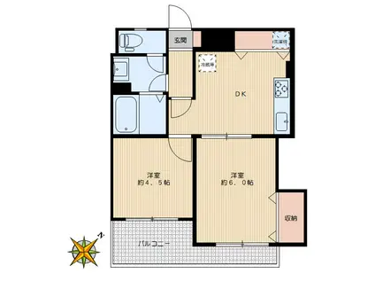 旭マンション(2DK/5階)の間取り写真