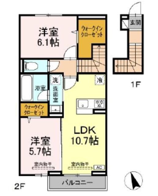 ラルブルボヌール(2LDK/2階)の間取り写真