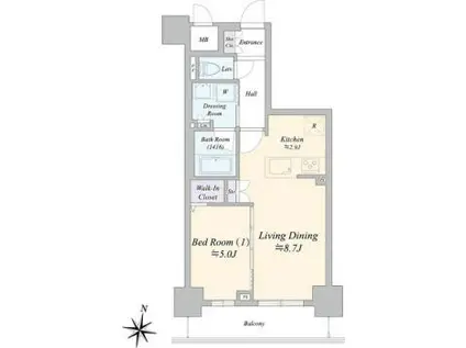 ジュノール札幌植物園(1LDK/11階)の間取り写真