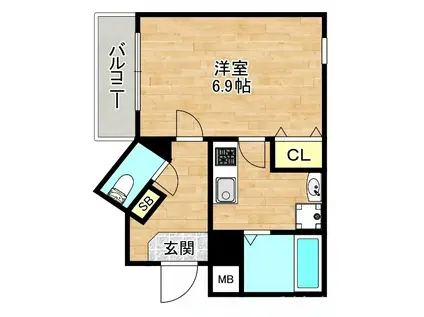 JUNWAIII(1K/4階)の間取り写真