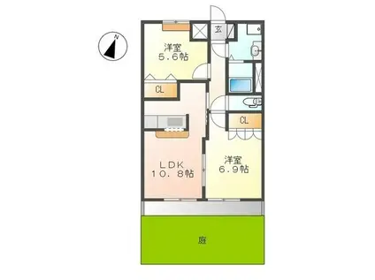 ライム・ライト・アゲオ弐番館(2LDK/1階)の間取り写真