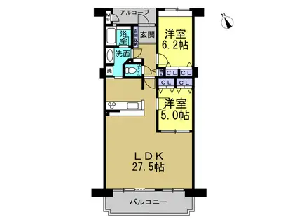 キャッスルハイツ東浦II(2LDK/3階)の間取り写真