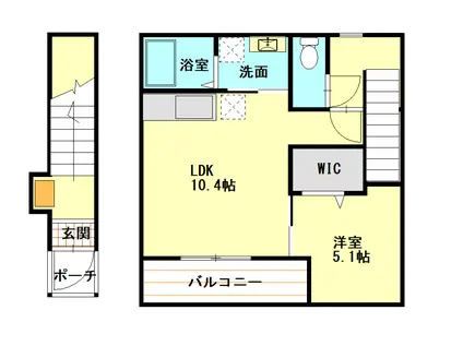 リバーフロント長浜(1LDK/2階)の間取り写真