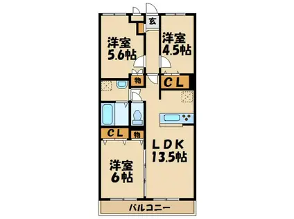 ファインコート本厚木(3LDK/1階)の間取り写真