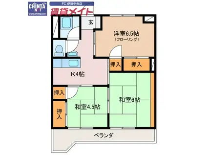 エイワハイツ(3K/2階)の間取り写真