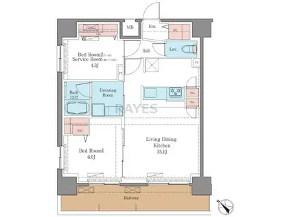 LUXENAPAWS南行徳(2LDK/10階)の間取り写真