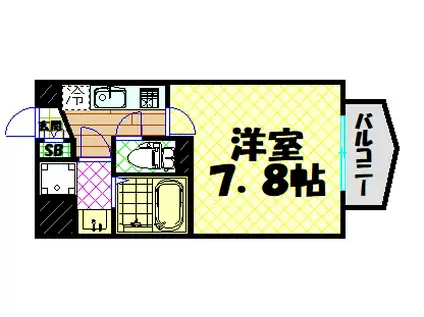 LUXE難波ウエスト(1K/14階)の間取り写真