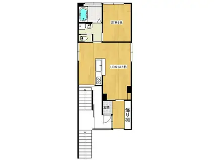 馬関ビル(1LDK/2階)の間取り写真