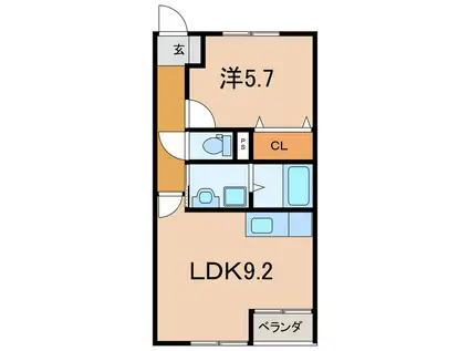 ブリリア春日(1LDK/1階)の間取り写真