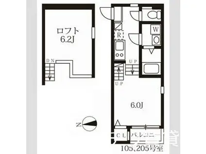 ハーモニーテラス名楽町(1K/1階)の間取り写真