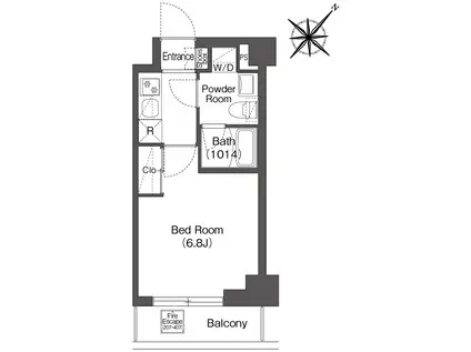 BPRレジデンス南行徳(1K/2階)の間取り写真