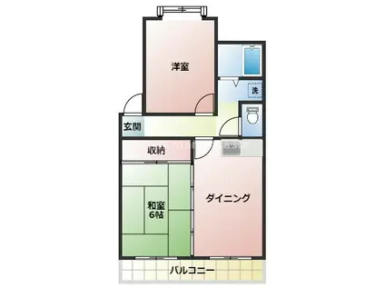 エレガンスヴィラ清武(2DK/3階)の間取り写真