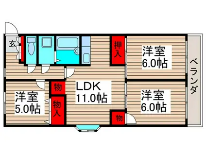 サンシティ西船(3LDK/1階)の間取り写真