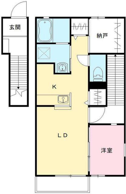 ハーベスト柵町(1LDK/2階)の間取り写真