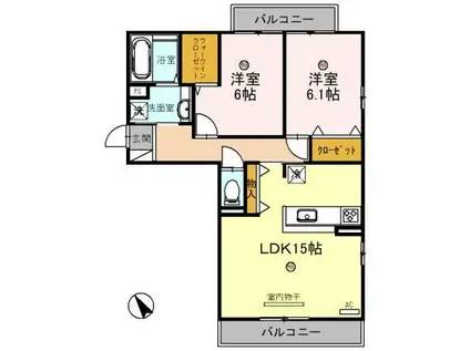 COZY COURT竹中 守山市阿村(2LDK/3階)の間取り写真