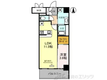グランコート茨木永代町(1LDK/4階)の間取り写真