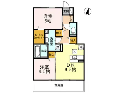 グランディ―ル(2LDK/1階)の間取り写真