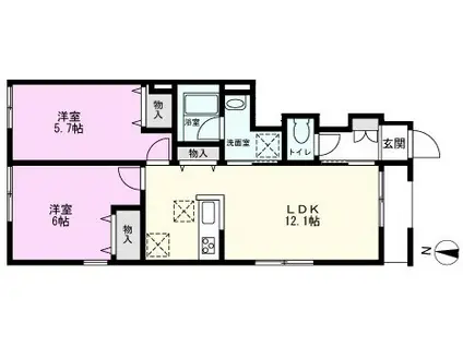エトワール東越谷(2LDK/1階)の間取り写真