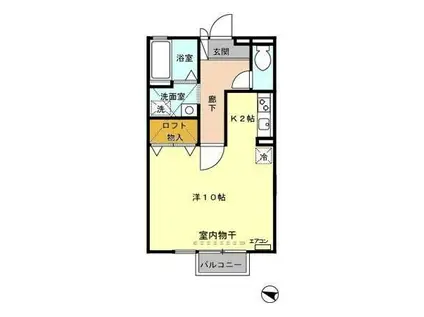 フォンテーヌ(1K/2階)の間取り写真