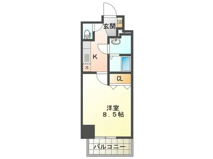 S-RESIDENCE四日市駅前COULEUR(1K/13階)の間取り写真