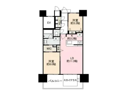 ロイヤルガーデン古新町弐番館1403号(2LDK/14階)の間取り写真