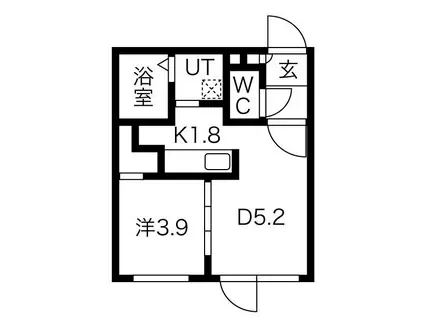 PRIME TERRACE(1DK/3階)の間取り写真