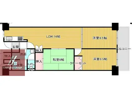 ローレルハイツ北天満(3LDK/2階)の間取り写真