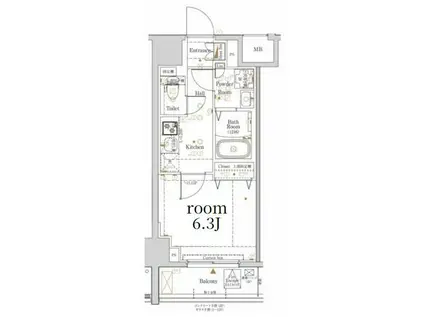KNOTS大山(1K/6階)の間取り写真