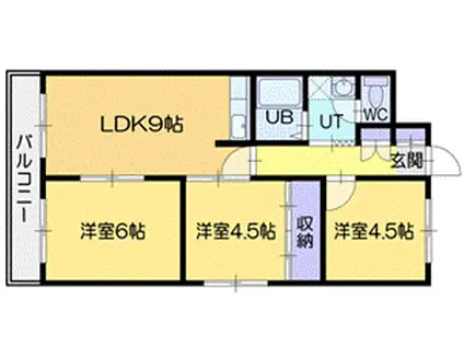 文京台グレースハイツ(3LDK/1階)の間取り写真