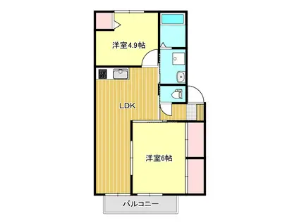 イーストコート春日 A棟(2LDK/2階)の間取り写真