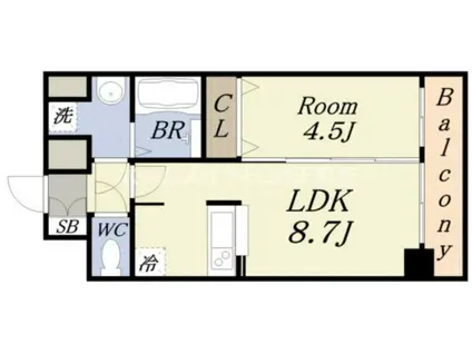 プレサンスOSAKA DOMECITYワンダー(1LDK/11階)の間取り写真