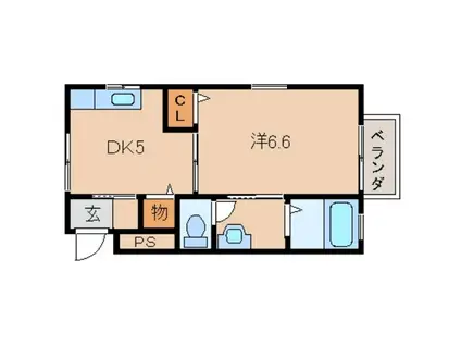 アクティ紀三井寺(1DK/2階)の間取り写真