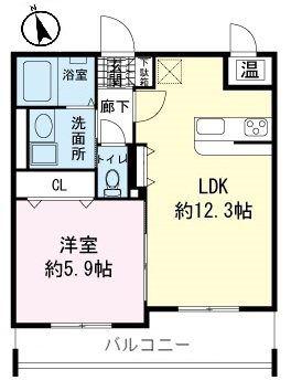リフィール徳倉(1LDK/1階)の間取り写真