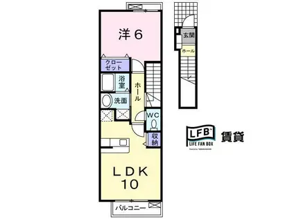 ジャン・セリューIIC(1LDK/2階)の間取り写真