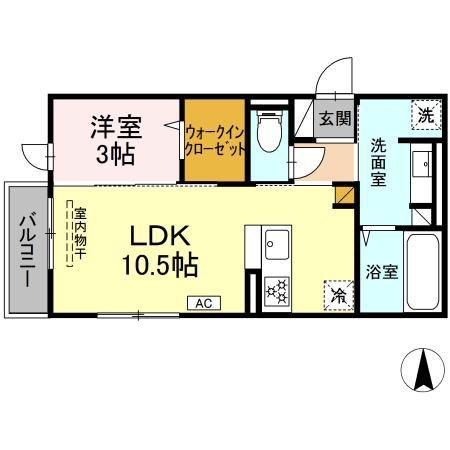 LAYOVER(1LDK/2階)の間取り写真