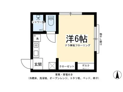 KOGA ウエスト(1K/1階)の間取り写真