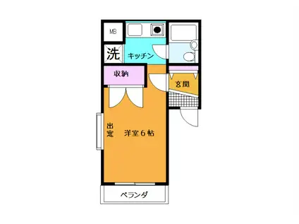 シャンブル南浦和(1K/1階)の間取り写真