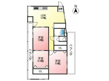 ラムール五位の池(3LDK/2階)の間取り写真