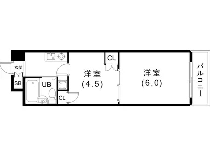 キャッスルコートII(2K/2階)の間取り写真