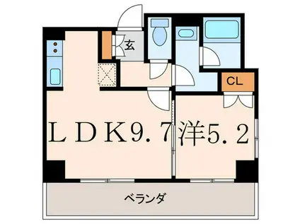 CIMENT二子玉川(1LDK/4階)の間取り写真