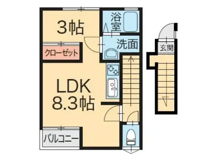 L COLLECTION 学校町(1LDK/2階)の間取り写真