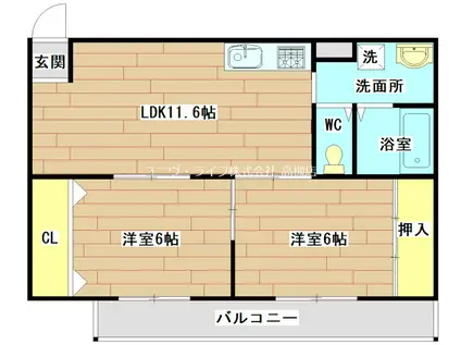 木下第1マンション(2LDK/3階)の間取り写真